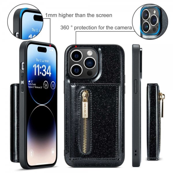 Dg.Ming iPhone 14 Pro Max -suojakotelo M3 Series irrotettavalla korttipidikkeellä, musta