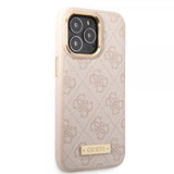 Guess iPhone 14 Pro Max Kuori Metal Plate Logo MagSafe Pinkki