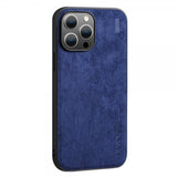 X-Level iPhone 14 Pro Max Kuori Mokkanahkarakenne Sininen