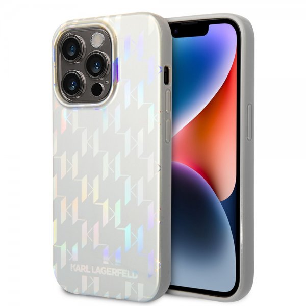 Karl Lagerfeld iPhone 14 Pro Max Kuori Monogram Iridescent Silver