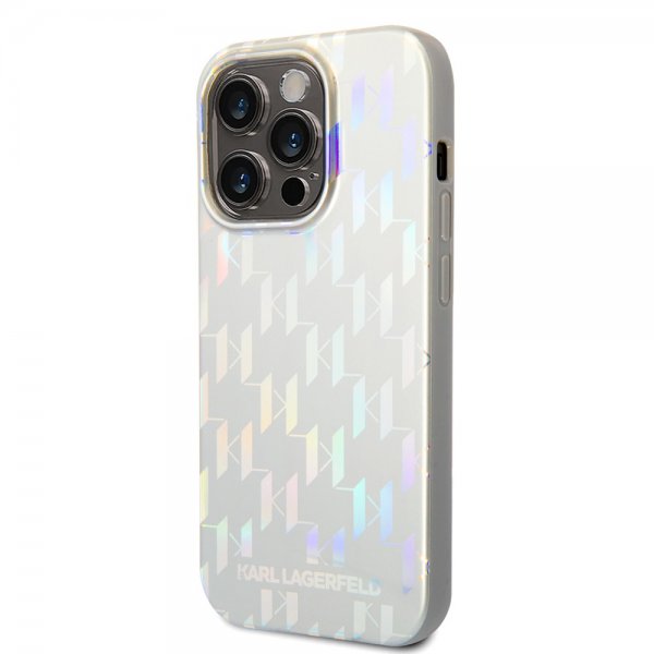 Karl Lagerfeld iPhone 14 Pro Max Kuori Monogram Iridescent Silver