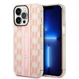 Karl Lagerfeld iPhone 14 Pro Max Suojakuori Monogram Vertical Stripe Pink
