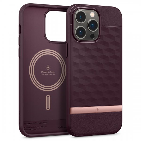 Caseology iPhone 14 Pro Max -kuori Parallax Mag Burgundy Bean