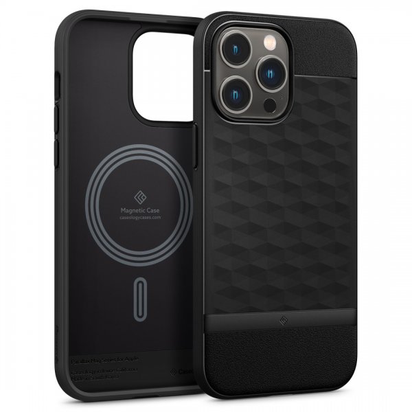 Caseology iPhone 14 Pro Max -kuori, Parallax Mag, matta musta
