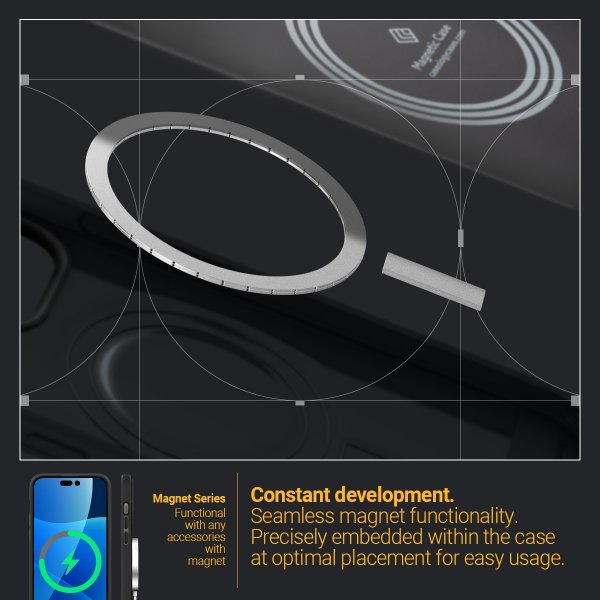 Caseology iPhone 14 Pro Max -kuori, Parallax Mag, matta musta