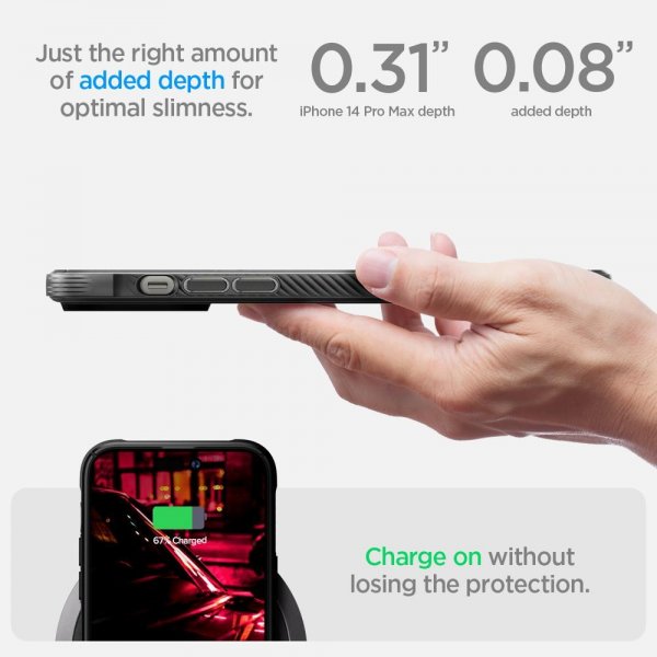 Spigen iPhone 14 Pro Max Suojakuori Rugged Armor MagFit Matte Black