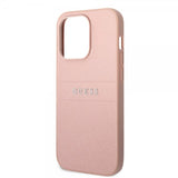 Guess iPhone 14 Pro Max -kuoret Saffiano Metal Logo Stripes, ruusukulta