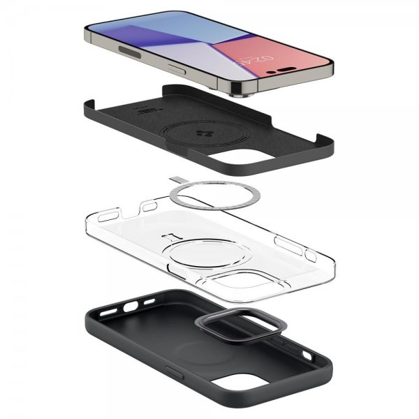 Spigen iPhone 14 Pro Max -kuori Silicone Fit MagFit Musta