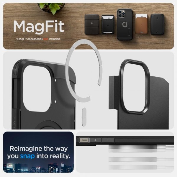 Spigen iPhone 14 Pro Max -suojakuori Tough Armor MagFit, musta