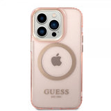 Guess iPhone 14 Pro Max Kuori Läpikuultava MagSafe Vaaleanpunainen