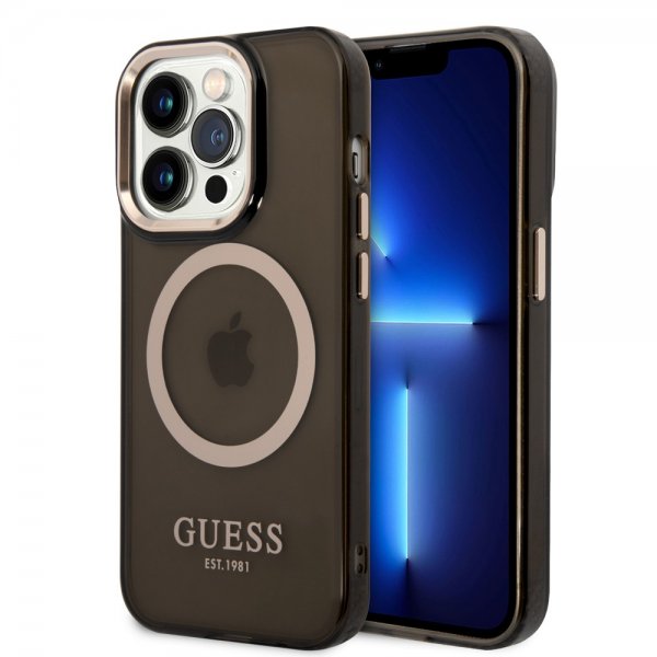 Guess iPhone 14 Pro Max Translucent MagSafe Kuori Musta