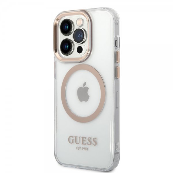 Guess iPhone 14 Pro Max Kuori Läpinäkyvä MagSafe Kulta Läpinäkyvä