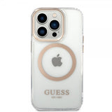 Guess iPhone 14 Pro Max Kuori Läpinäkyvä MagSafe Kulta Läpinäkyvä