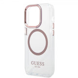 Guess iPhone 14 Pro Max -kuori läpinäkyvä MagSafe pinkki läpinäkyvä