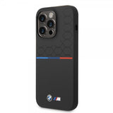 BMW iPhone 14 Pro Max Kuori Tricolor Line & Logo Musta