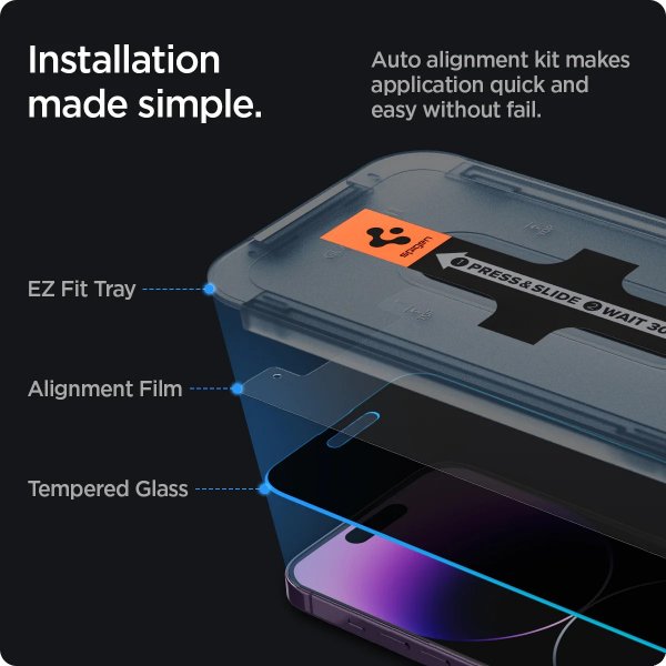 Spigen iPhone 14 Pro Max Näytönsuoja GLAS.tR EZ Fit Privacy 2-pakkaus