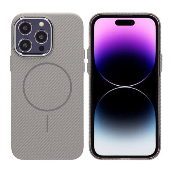 iPhone 14 Pro Kuori Hiilikuitukuviointi MagSafe Harmaa