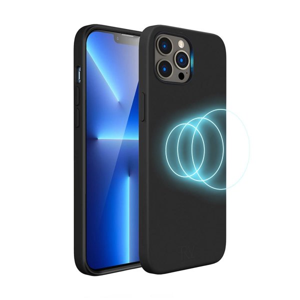 Rvelon iPhone 14 Pro Silikonkuori MagSafe Musta