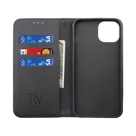 Rvelon iPhone 14 Pro -suojakuori, taitettava korttipaikka, musta