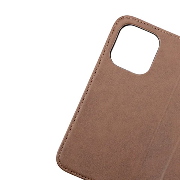 Rvelon iPhone 14 Pro -kotelo, aitoa nahkaa, korttipaikka, ruskea