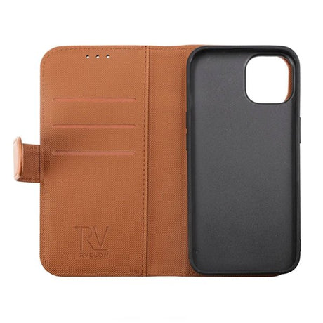 Rvelon iPhone 14 Pro -suojakuori magneettisella irrotettavalla kannella, ruskea