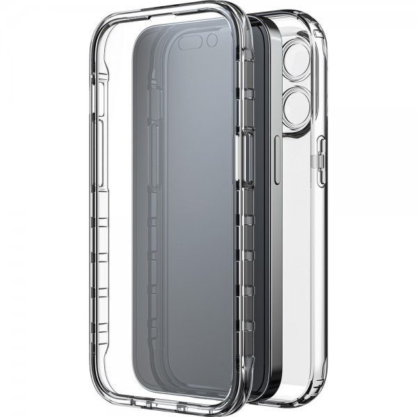 Black Rock iPhone 14 Pro -suojakuori 360° Real Glass Case - musta kirkas
