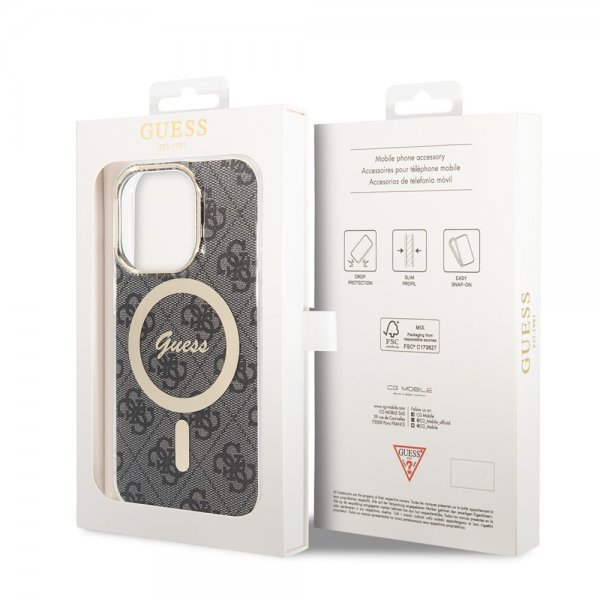 Guess iPhone 14 Pro Kuori 4G Pattern MagSafe Musta