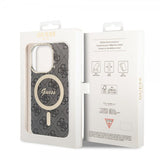 Guess iPhone 14 Pro Kuori 4G Pattern MagSafe Musta