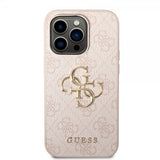 Guess iPhone 14 Pro -suojakuori Big Metal Logo, pinkki