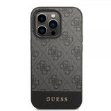 Guess iPhone 14 Pro Kuori Bottom Stripe Metal Logo Harmaa