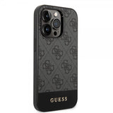 Guess iPhone 14 Pro Kuori Bottom Stripe Metal Logo Harmaa