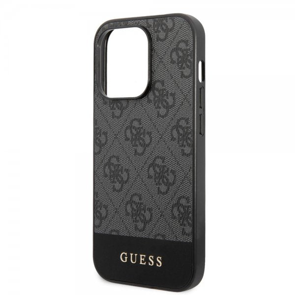 Guess iPhone 14 Pro Kuori Bottom Stripe Metal Logo Harmaa