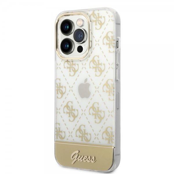 Guess iPhone 14 Pro Kuori Bottom Stripe Script Logo Kulta