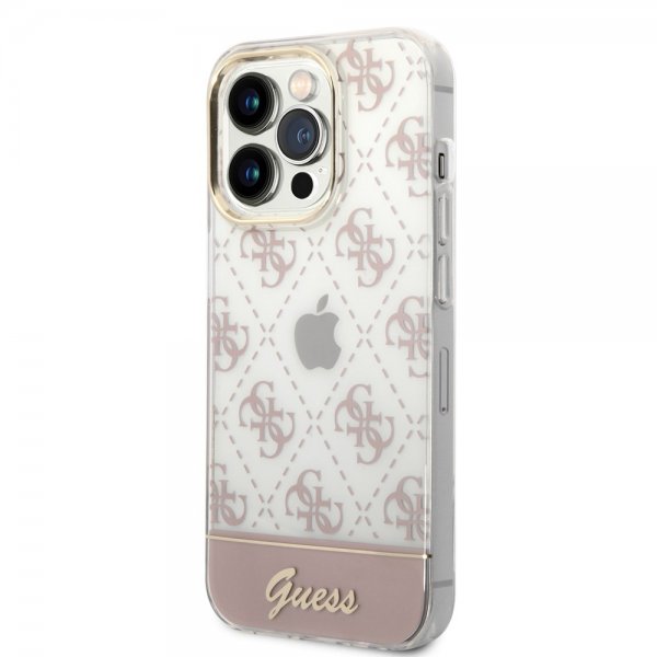 Guess iPhone 14 Pro Kuori Bottom Stripe Script Logo Ruusukulta