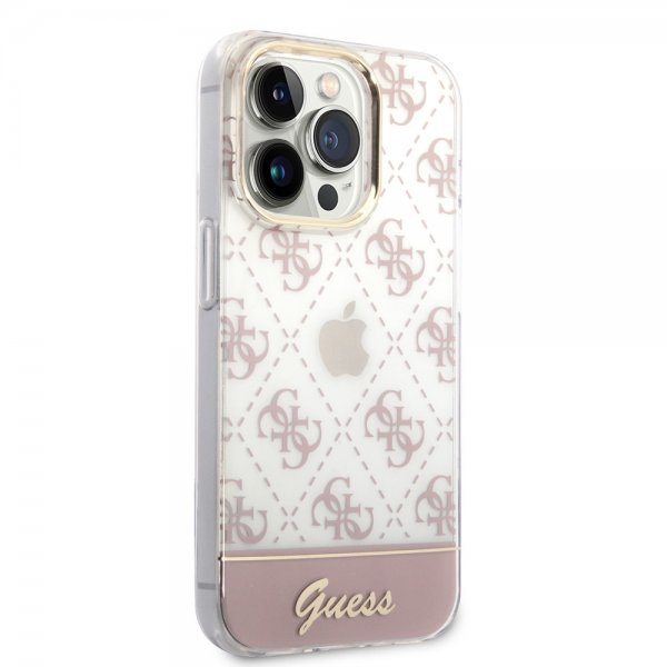 Guess iPhone 14 Pro Kuori Bottom Stripe Script Logo Ruusukulta
