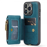 CaseMe iPhone 14 Pro Kuori C20 Korttipaikka Vetoketju Petrol