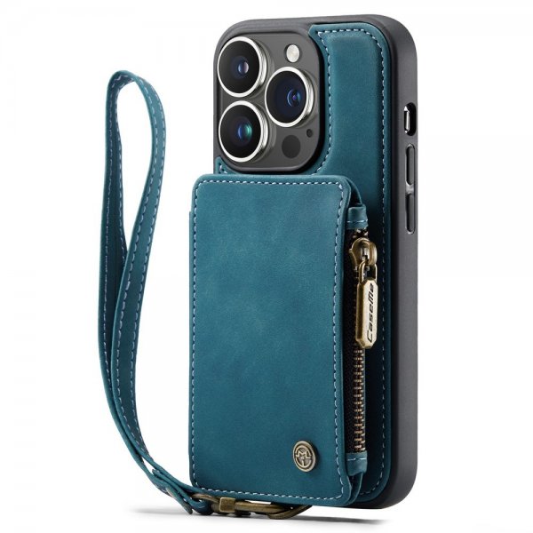CaseMe iPhone 14 Pro Kuori C20 Korttipaikka Vetoketju Petrol
