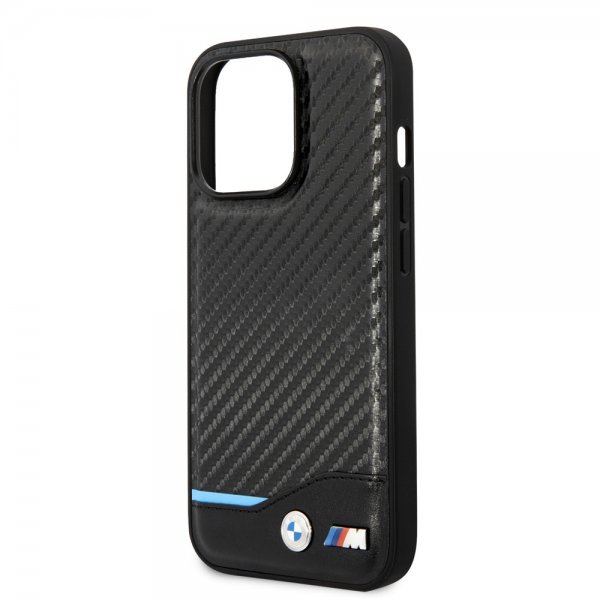 BMW iPhone 14 Pro Kuori Hiilikuituvaikutelma Painettu Logo Musta