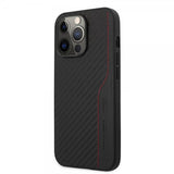 AMG iPhone 14 Pro Kuori Hiilikuitu-efekti Leimattu Logo Musta