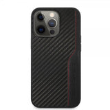 AMG iPhone 14 Pro Kuori Hiilikuitu-efekti Leimattu Logo Musta