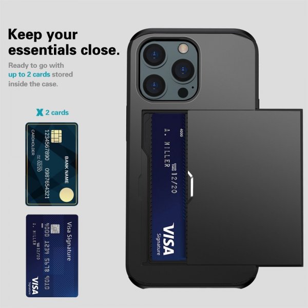 iPhone 14 Pro Card Slide -suojakuori, musta