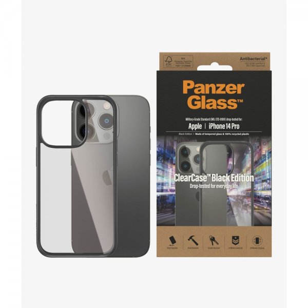 PanzerGlass iPhone 14 Pro ClearCase Black Edition -suojakuori