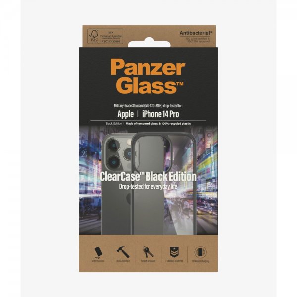 PanzerGlass iPhone 14 Pro ClearCase Black Edition -suojakuori