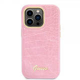 Guess iPhone 14 Pro -suojakuori Croco Rosa