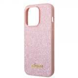Guess iPhone 14 Pro Kuori Glitter Flakes Metallilogo Ruusukulta