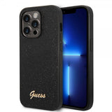 Guess iPhone 14 Pro Kuoret Glitter Flakes Metal Logo Musta