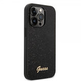 Guess iPhone 14 Pro Kuoret Glitter Flakes Metal Logo Musta