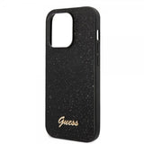 Guess iPhone 14 Pro Kuoret Glitter Flakes Metal Logo Musta