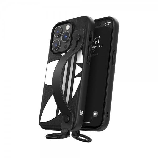 Adidas iPhone 14 Pro Kuori Käsihihnakotelo Musta Valkoinen