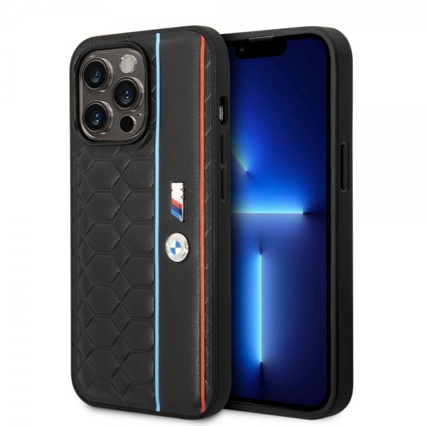 BMW iPhone 14 Pro Kuoret Hexagonal Pattern Musta